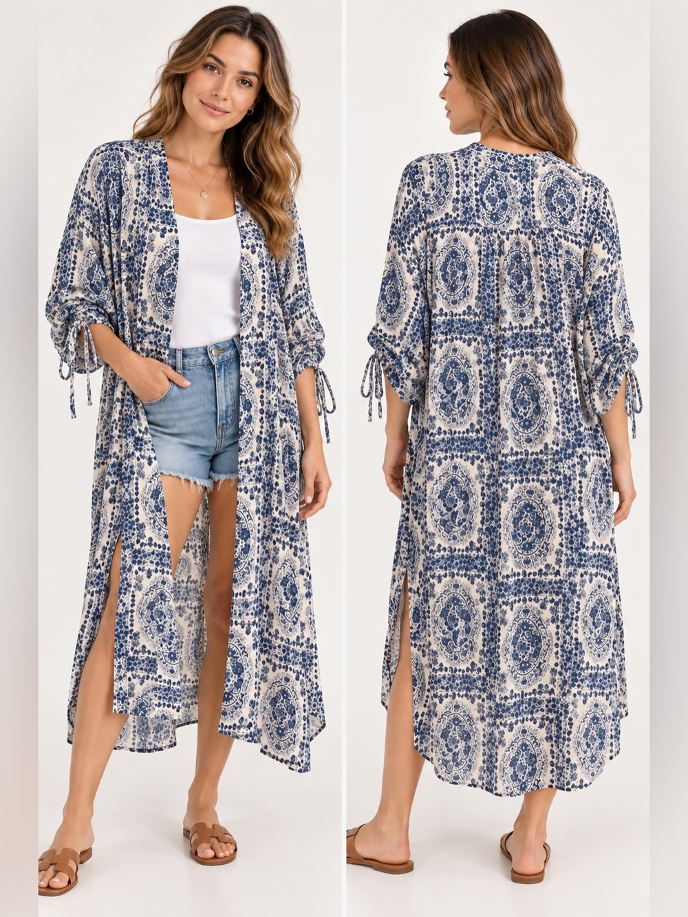 BOHO Blue Paisley Kimono